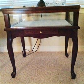 Cherry and Glass Curio Table