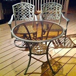 Wrought iron patio glass table