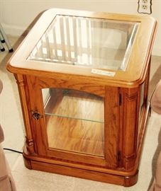 GLASS TOP,  LIGHTED END TABLE