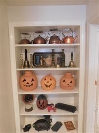 Copper tea pots and brass bells,Coca Cola tray