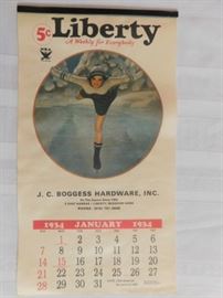 J. C. BOGGESS HARDWARE INC 1934 CALENDER
