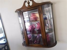 Cranberry glass and small wall curio