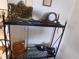 Mantle clock, brass napkin holder