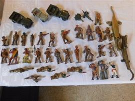 Vintage lead soldiers and TOOTSIE Toys