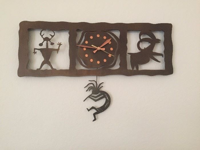 Kokopelli metal clock