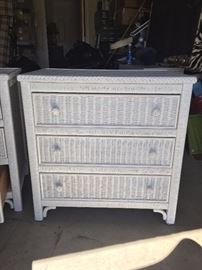 Gorgeous white vintage wicker dresser/nightstand by Lexington
