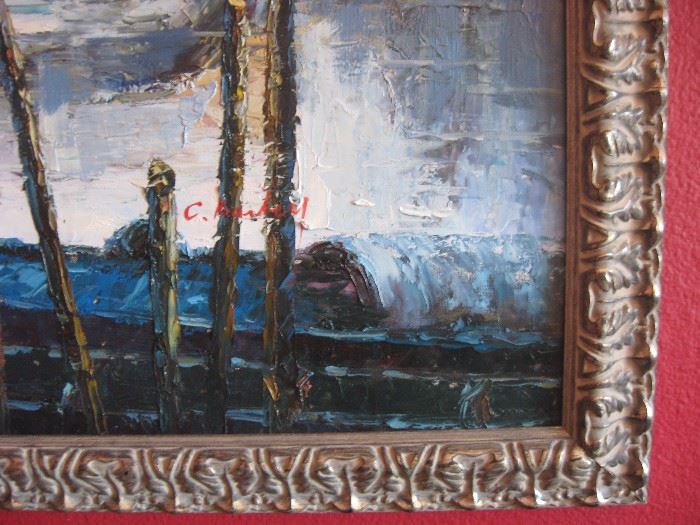 Detail of Original Oil with frame and signature