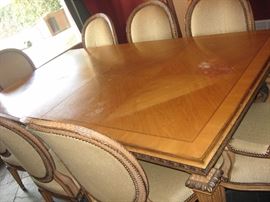 Detail of table showing area that needs some TLC on right. 