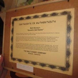 Disney Celluloid's With Certificates