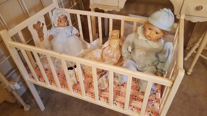 Dolls and crib
