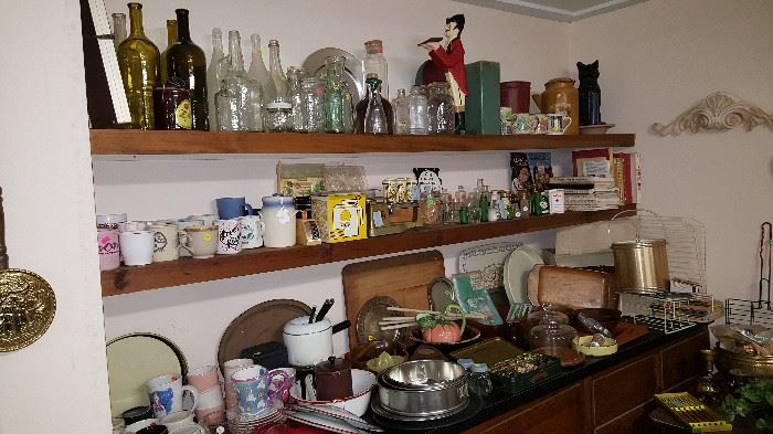 Loads of vintage kitchenware and bottles