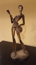 Girl with guitar sculpture nearly 2' tall.