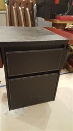 Leather/wood drop leaf filing cabinet. Also have matching leather top executive computer desk.