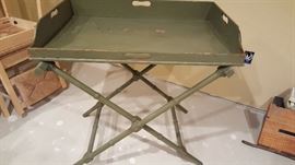 Antique mahogany 2 piece butler's tray table.