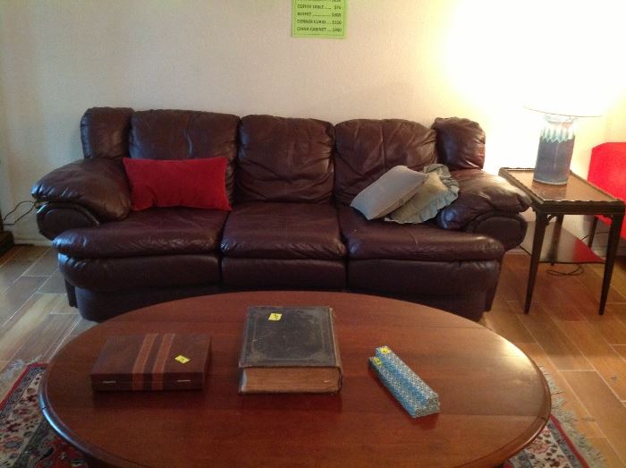 Leather sofa and coffee table