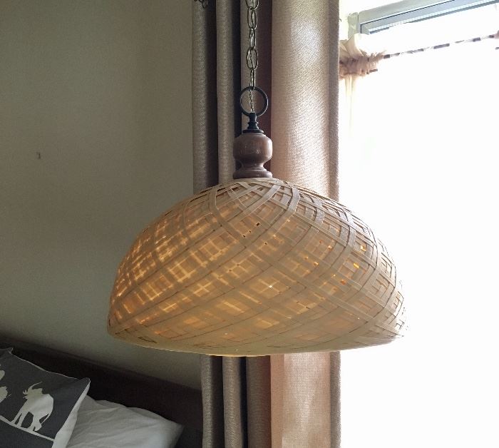 Vintage Woven Wicker Swag Lamps