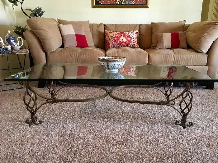 Heavy Glass and Iron Cocktail Table