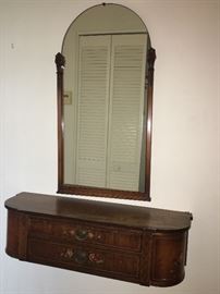 Antique Mirror and Hutch