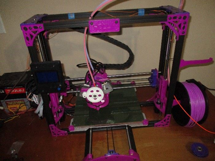 One of two 3D printers.  Constructed by the client's husband from a kit.