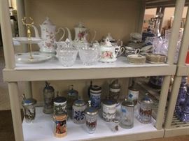 Lots of teapots & teacups / Beer Stein Collection