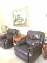 (2) leather recliners