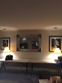 2nd beautiful silver leaf beveled mirror accompanied by Miles David and Billie Holiday.  