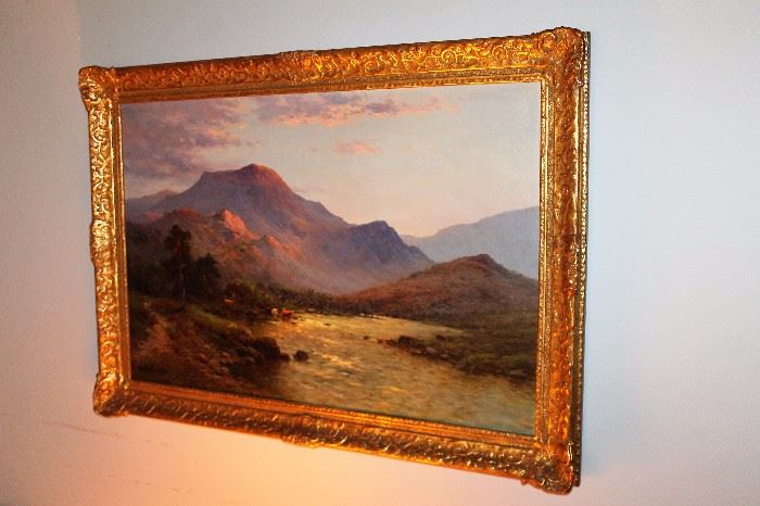 Antique landscape oil painting by British realist painter Alfred De Breanski Jr. (1877–1955)