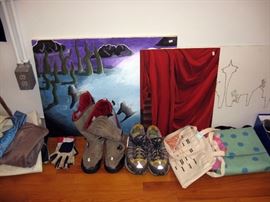 Downstairs Back Bedroom Paintings, Shoes, Purses