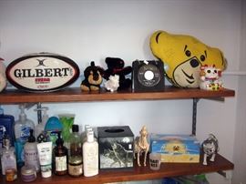 Downstairs Back Bedroom Bathroom Stuff, Boxes, Bear, etc