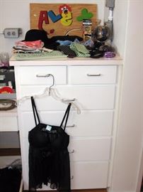 Downstairs Back Bedroom Ties, Scarfs, Black slip