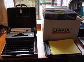 Downstairs Back Right Bedroom LP's, Royal Quiet Deluxe Typewriter