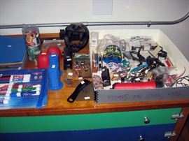 Downstairs Back Right Bedroom Office stuff, Xacto knives, etc