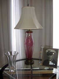 Living Room Signed Val Saint Lambert Cameo Glass Table Lamp