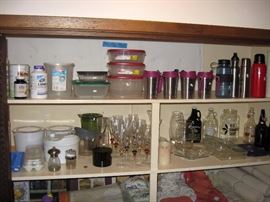 Kitchen Back Pantry Glasses, Bottles, Cantainer's