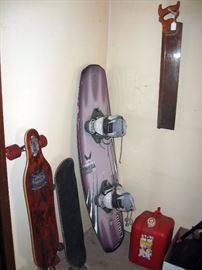 Garage Skate boards, Snow Board,Disston & Sons Miter saw made for Stanley Tools