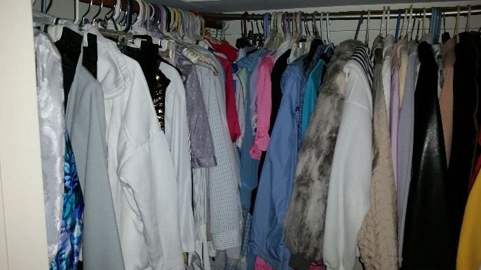 4 closets of ladies clothing 
Tops $3
Pants $5
Dresses $10
Jackets $5 - $20