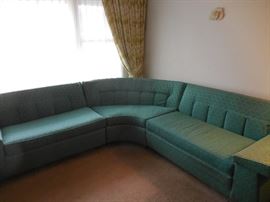 Mid Century Turquoise Custom Made Tufted Sectional.Great Condition!!
