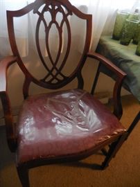 Vintage Mahogany Hand Carved Shield Arm Chair (2)