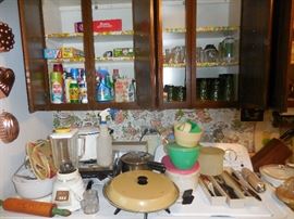 Small Appliances. Green Bubble Glassware, cutlery