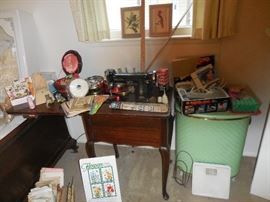 Vintage Hamper( SOLD). Vintage Sewing Machine/Cabinet