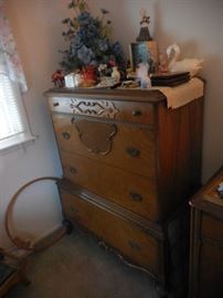 Deco Waterfall Hand Carved High Boy 