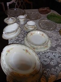 Vintage Empress China, 4 Piece Place Setting, Plus Service. Depression Glass