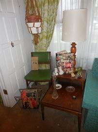 Mid Century Step End Tables, Viking Stretch Vase, Vintage Magazine Rack, 