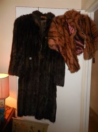Vintage Black Ranch Mink Knee Length Coat. Mink Stole