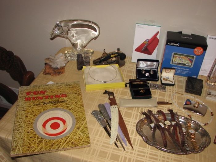 art glass, letter openers, watch collection