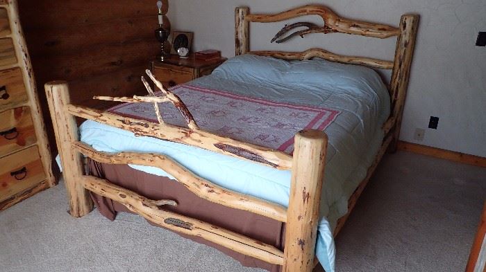 log queen bed