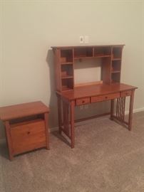 Desk with hutch and file cabinet