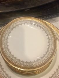 Vintage pattern Cauldon plates with gold trim