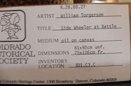 William Torgerson (American, 19th Century)
A paddle steamer in an engagement
signed 'Wm. Torgerson' (lower left)
oil on canvas
24 x 36 in. (61 x 91.5 cm.) SOLD in 2004 $2151.00