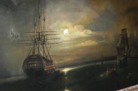 Circle of Thomas Buttersworth
Rowing ashore at moonlight
oil on canvas
41½ x 63¼ in. (105.5 x 160.7 cm.) SOLD in 2004 $6572.00